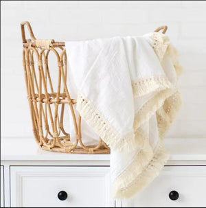 Fringe Swaddle White